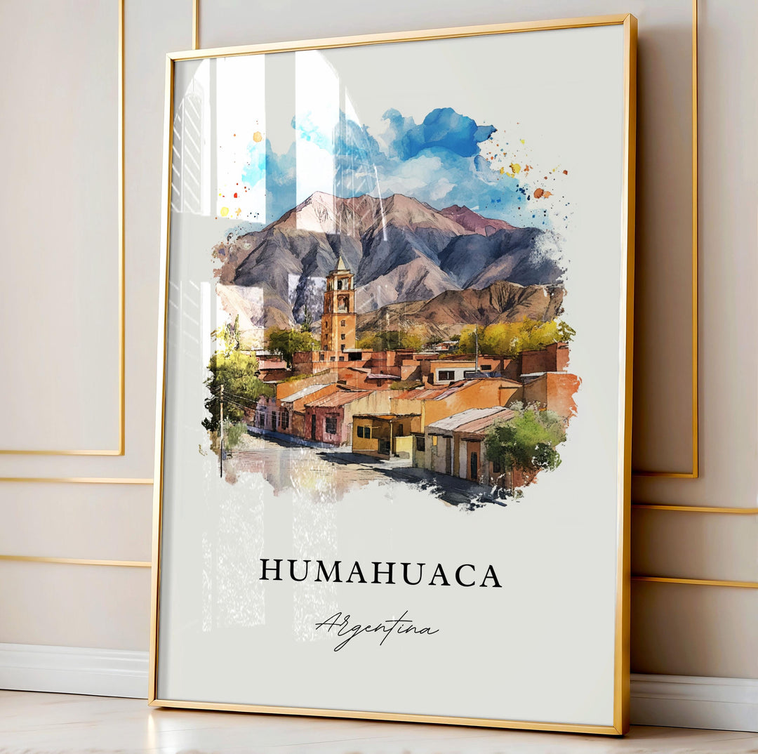 Humahuaca Wall Art, Humahuaca Argentina Print, Jujuy Watercolor Art, Jujuy Argentina Gift,