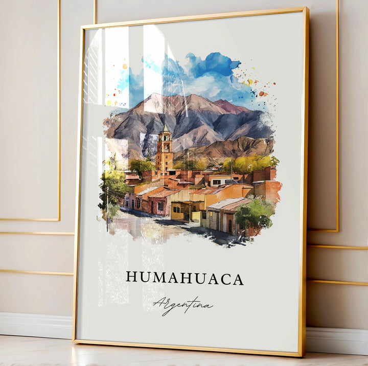 Humahuaca Wall Art, Humahuaca Argentina Print, Jujuy Watercolor Art, Jujuy Argentina Gift,