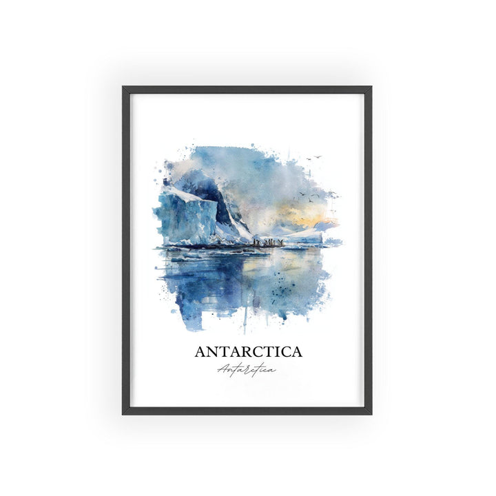 Antarctica Wall Art, Antarctica Print, Antarctica Watercolor Art, Antarctica Gift, Travel Print, Travel Poster, Housewarming Gift