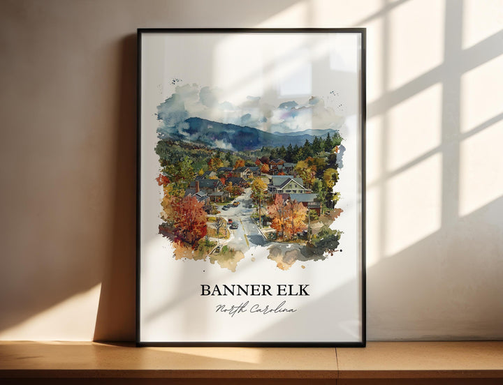 Banner Elk NC Wall Art, Blue Ridge NC Print, North Carolina Watercolor, Banner Elk NC Gift, Travel Print, Travel Poster, Housewarming Gift