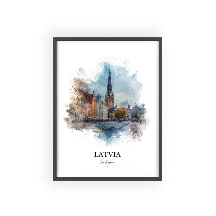 Latvia Wall Art, Latvia Print, Latvia Watercolor Art, Latvia Country Gift, Travel Print, Travel Poster, Housewarming Gift