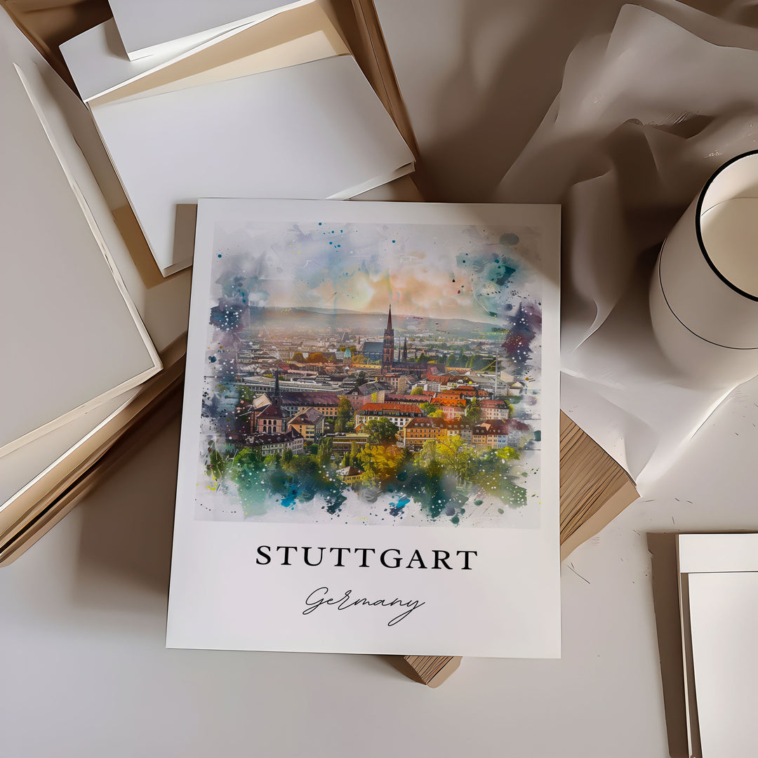 Stuttgart Germany Art, Stadtkreis Print, Stuttgart Watercolor Art, Stuttgart Germany Gift,