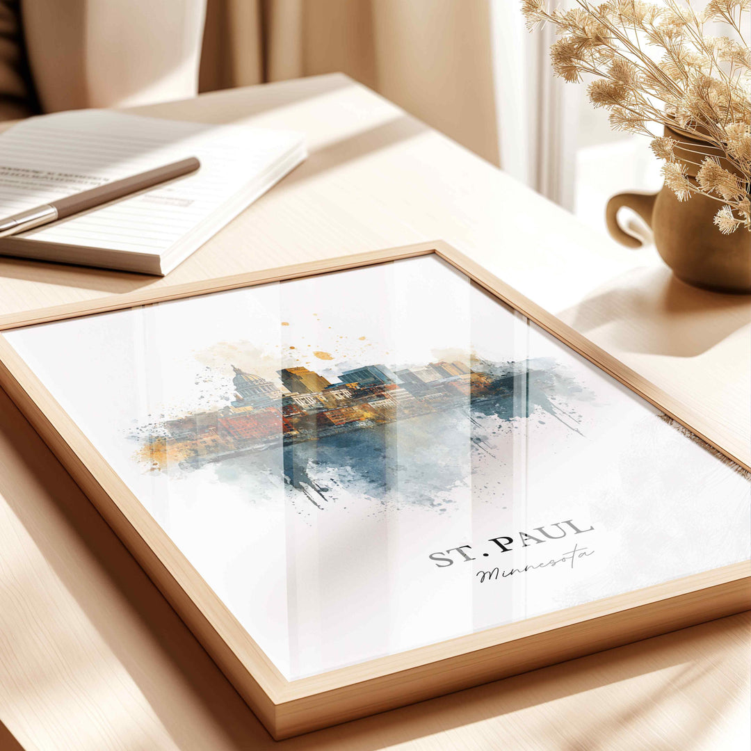 St. Paul MN Wall Art, St Paul Print, Minnesota Watercolor Art, Twin Cities Gift, Travel Print, Travel Poster, Housewarming Gift