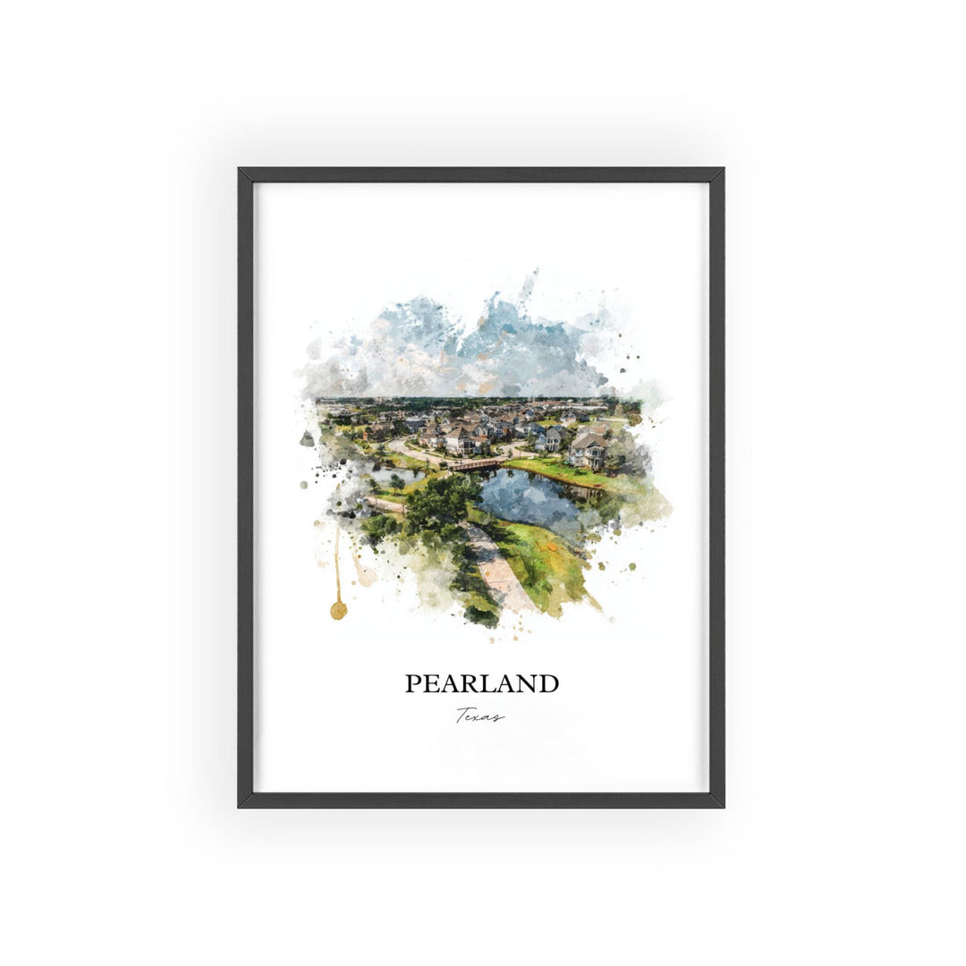 Pearland, Texas – Watercolor Art Print