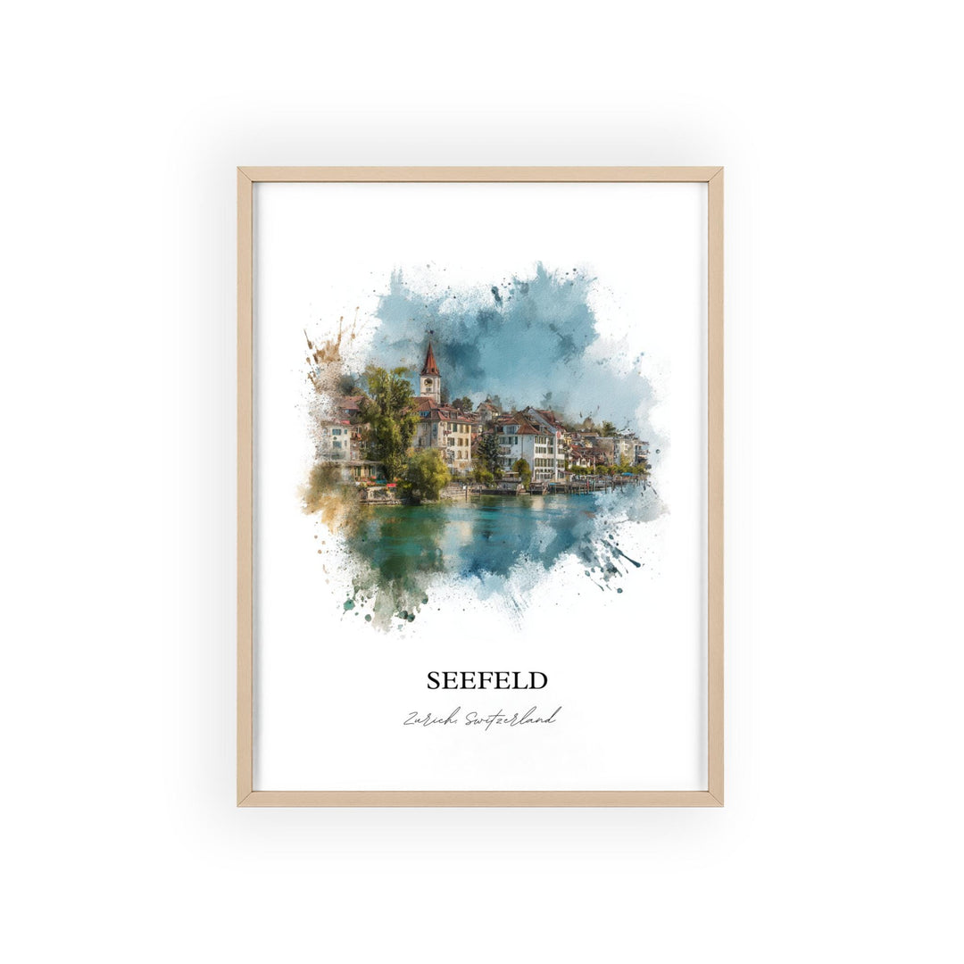 Seefeld Zurich Wall Art, Seefeld Print, Zurich Watercolor Art, Zurich Switzerland Gift, Travel Print, Travel Poster, Housewarming Gift