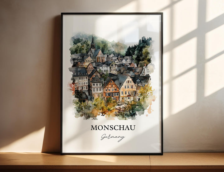 Monschau Wall Art, Eifel Region Print, Germany Watercolor Art, Monschau Germany Gift, Travel Print, Travel Poster, Housewarming Gift