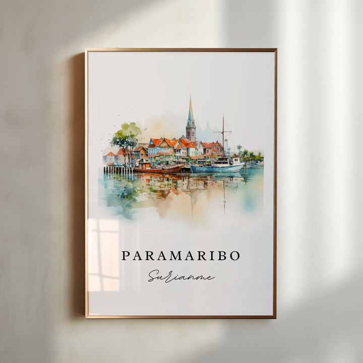 Paramaribo wall art - Suriname, Paramaribo poster print, Paramaribo Wedding gift, Birthday present, Custom Text, Perfect Gift