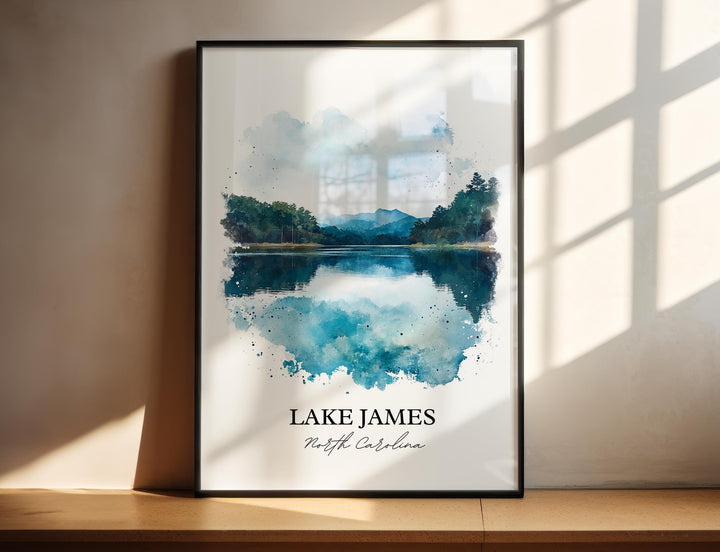 Lake James NC Wall Art, Lake James Print, North Carolina Watercolor Art, Lake James Gift, Travel Print, Travel Poster, Housewarming Gift