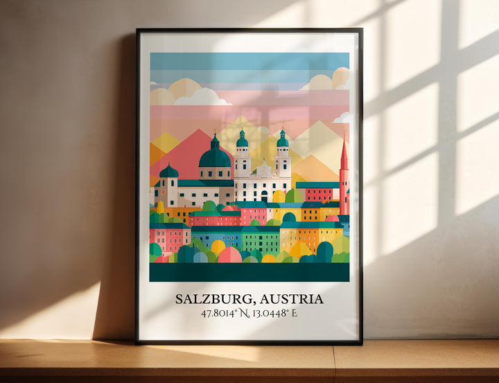 Salzburg Austria Art, Salzburg Retro Travel Art, Salzburg Home Decor, Austria Gift, Austria Travel Art, Travel Prints, Housewarming Gift