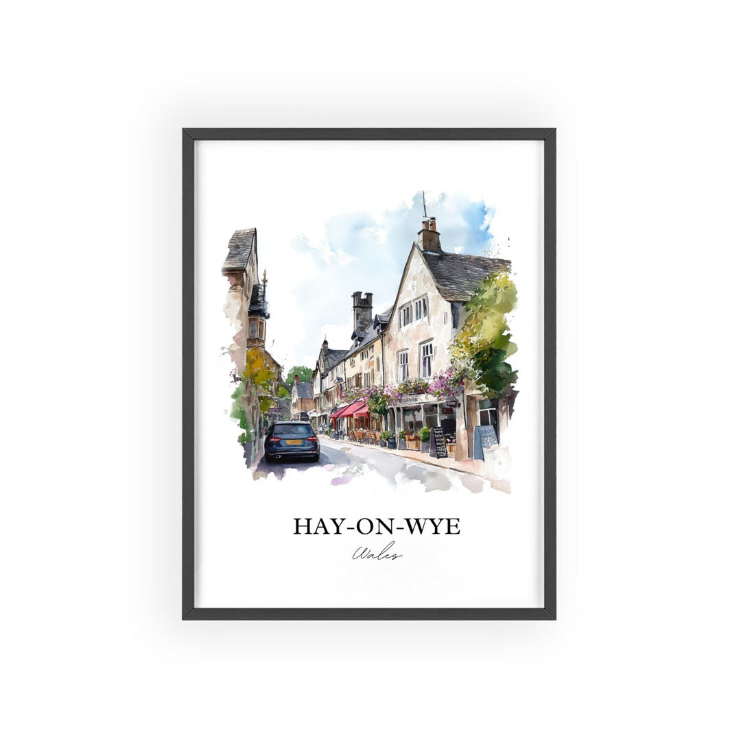Hay-on-Wye Wall Art, Powys Wales Print, Wales Watercolor Art, Hay-on-Wye Gift, Travel Print, Travel Poster, Housewarming Gift