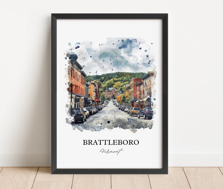 Brattleboro, VT, USA – Watercolor Art Print