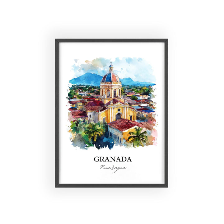 Granada Wall Art, Lake Nicaragua Print, Nicaragua Watercolor Art, Granada Nicaragua Gift, Travel Print, Travel Poster, Housewarming Gift