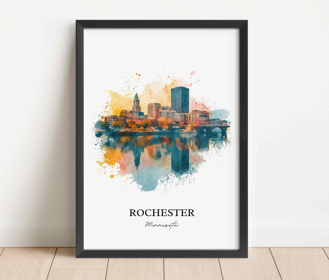Rochester, Minnesota Wall Art, Rochester Print, Minnesota Watercolor Art, Rochester Minnesota Gift, Travel Print, Travel Poster, Housewarming Gift