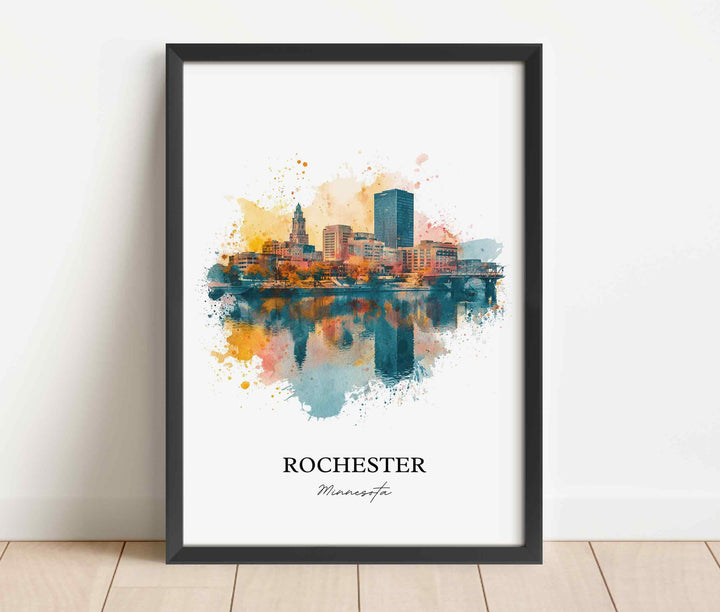 Rochester, Minnesota Wall Art, Rochester Print, Minnesota Watercolor Art, Rochester Minnesota Gift, Travel Print, Travel Poster, Housewarming Gift