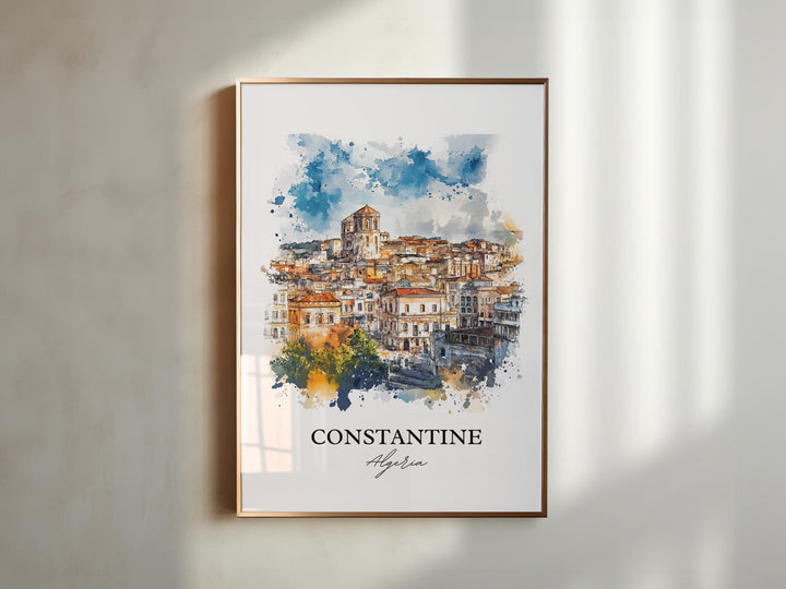 Constantine Algeria Wall Art, Kasantina Print, Algeria Watercolor, Constantine Algeria Gift, Travel Print, Travel Poster, Housewarming Gift