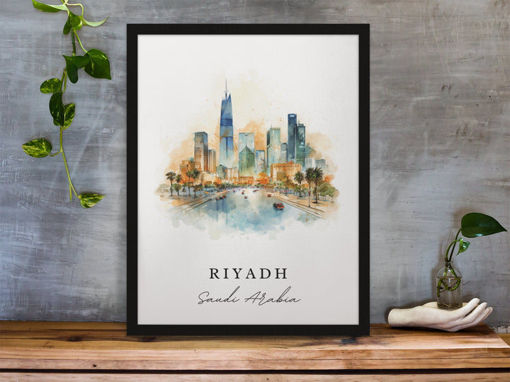 Riyadh traditional travel art - Saudi Arabia, Riyadh poster, Wedding gift, Birthday present, Custom Text, Personalized Gift