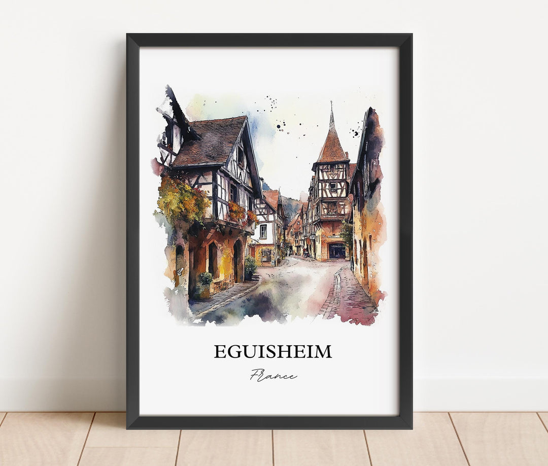 Eguisheim Wall Art, Alsace Region Print, France Watercolor Art, Eguisheim France Gift, Travel Print, Travel Poster, Housewarming Gift