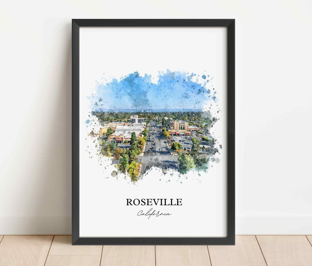 Roseville, California – Watercolor Art Print