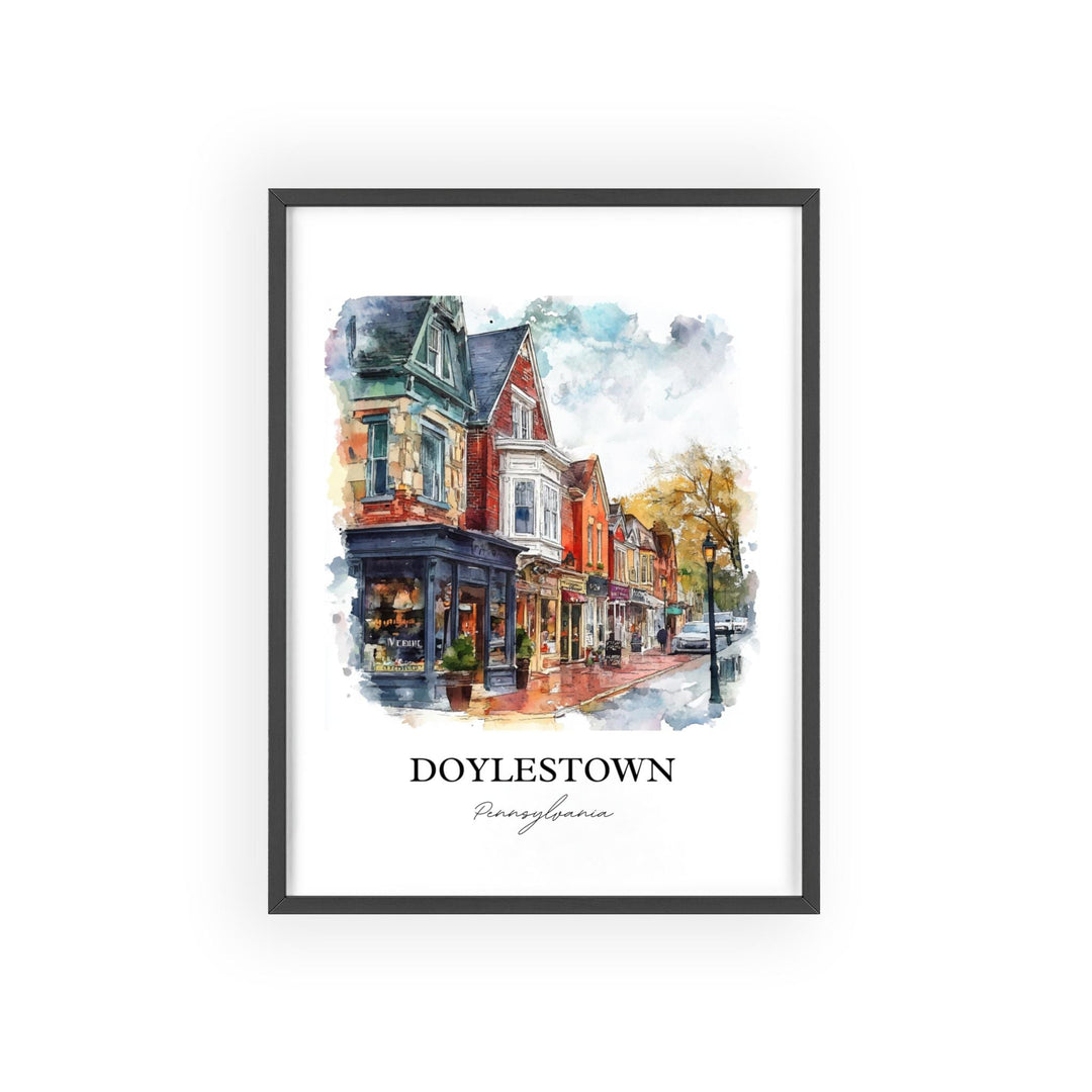 Doylestown PA Wall Art, Bucks County Print, Pennsylvania Watercolor Art, Doylestown PA Gift, Travel Print, Travel Poster, Housewarming Gift