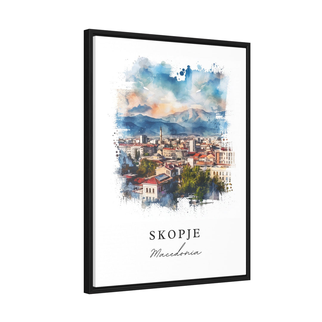 Skopje watercolor travel art - Macedonia, Skopje print, Wedding gift, Birthday present, Custom Text, Perfect Gift