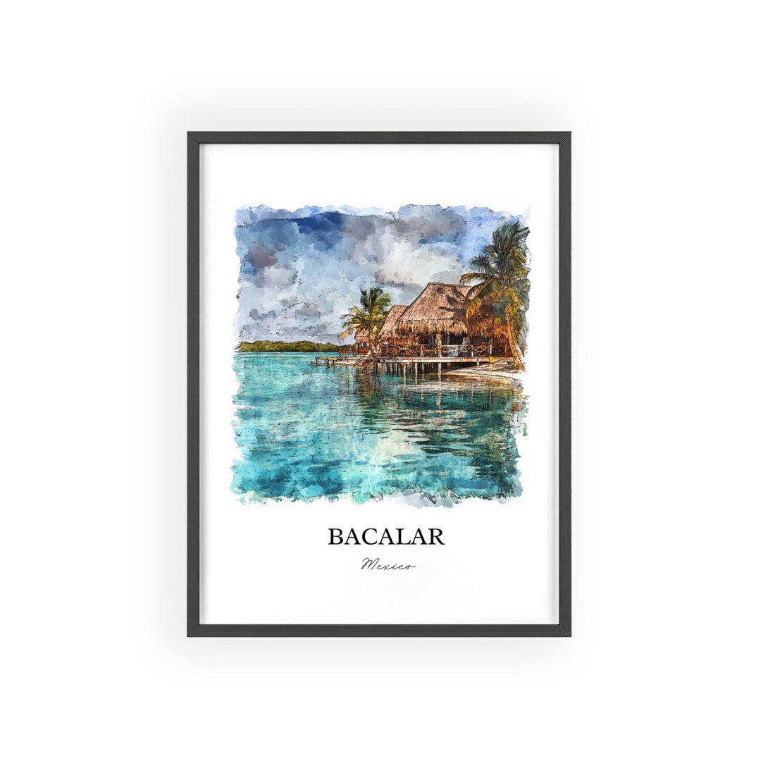 Bacalar Mexico Wall Art, Lake Bacalar Print, Mexico Watercolor Art, Bacalar Mexico Gift, Travel Print, Travel Poster, Housewarming Gift