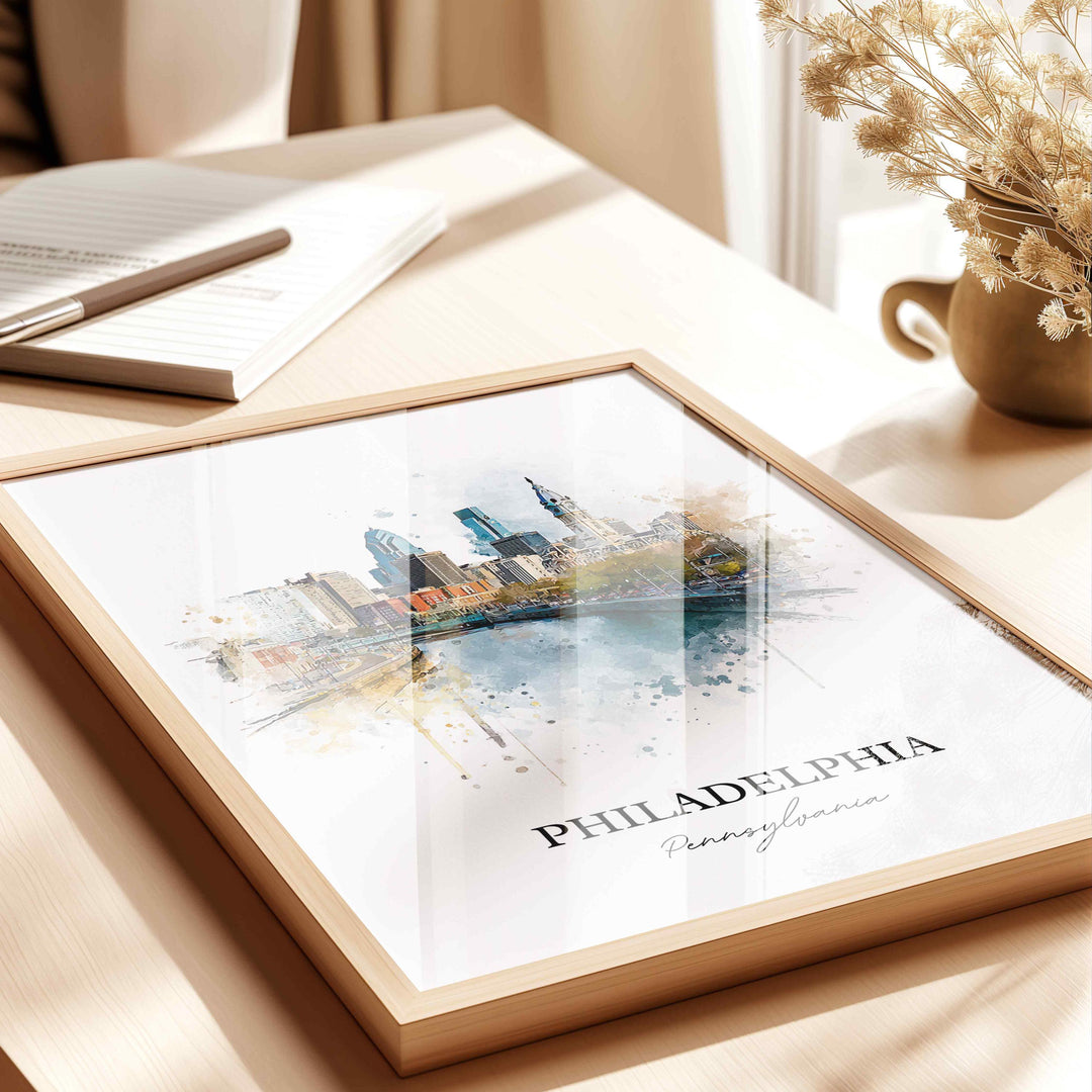Philadelphia Wall Art, Philly Print, Philadelphia Watercolor Art, Philly Skyline Gift, Travel Print, Travel Poster, Housewarming Gift