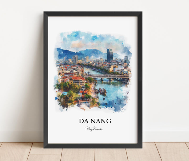 Da Nang Wall Art, Vietnam Print, Vietnam Watercolor Art, Da Nang Vietnam Gift, Travel Print, Travel Poster, Housewarming Gift