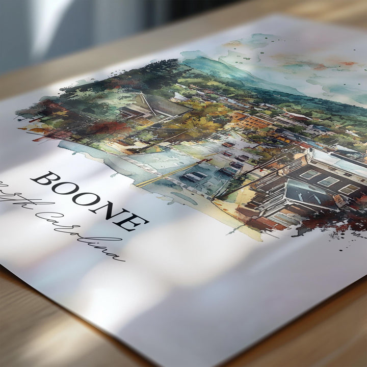 Boone NC Wall Art, Watauga County Print, North Carolina Watercolor Art, Boone NC Gift, Travel Print, Travel Poster, Housewarming Gift