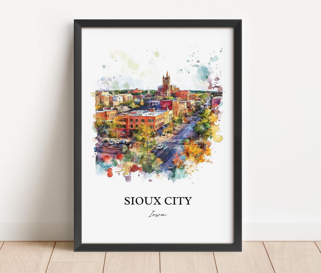 Sioux City Wall Art, Woodbury County Print, Iowa Watercolor Art, Sioux City Iowa Gift, Travel Print, Travel Poster, Housewarming Gift