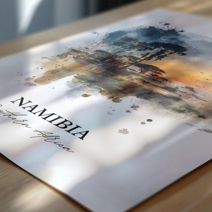 Namibia Wall Art, Namibia Print, Namibia Watercolor Art, Namibia Gift, Travel Print, Travel Poster, Housewarming Gift
