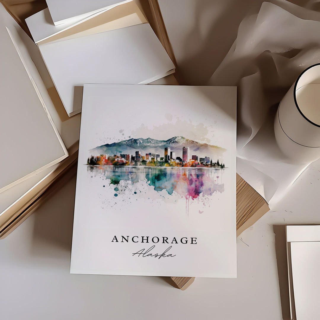 Anchorage AK wall art - Alaska, Anchorage poster, Anchorage Alaska Wedding gift, Birthday present, Custom Text, Personalised Gift