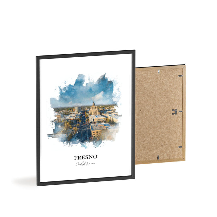 Fresno, California Wall Art, Fresno Print, Fresno Watercolor Art, Fresno California Gift, Travel Print, Travel Poster, Housewarming Gift