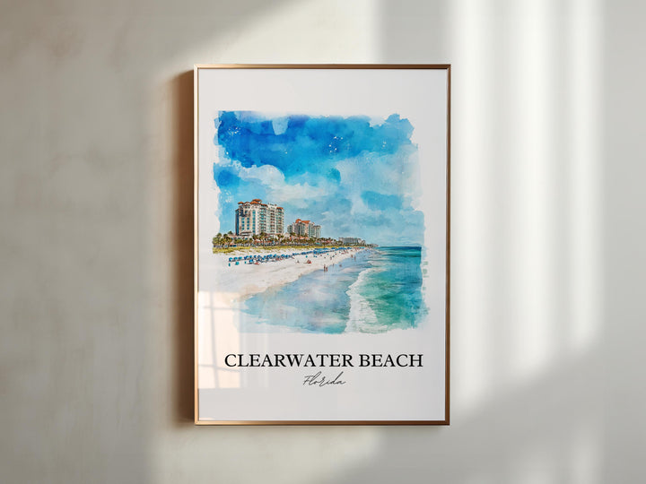 Clearwater Beach Wall Art, Clearwater FL Print, Florida Watercolor, Clearwater Beach Gift, Travel Print, Travel Poster, Housewarming Gift