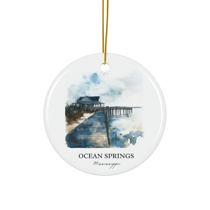Ocean Springs MS Ornament: Unique Gulf Coast Souvenir, Ocean Springs Xmas Decor, and Authentic Mississippi Gift