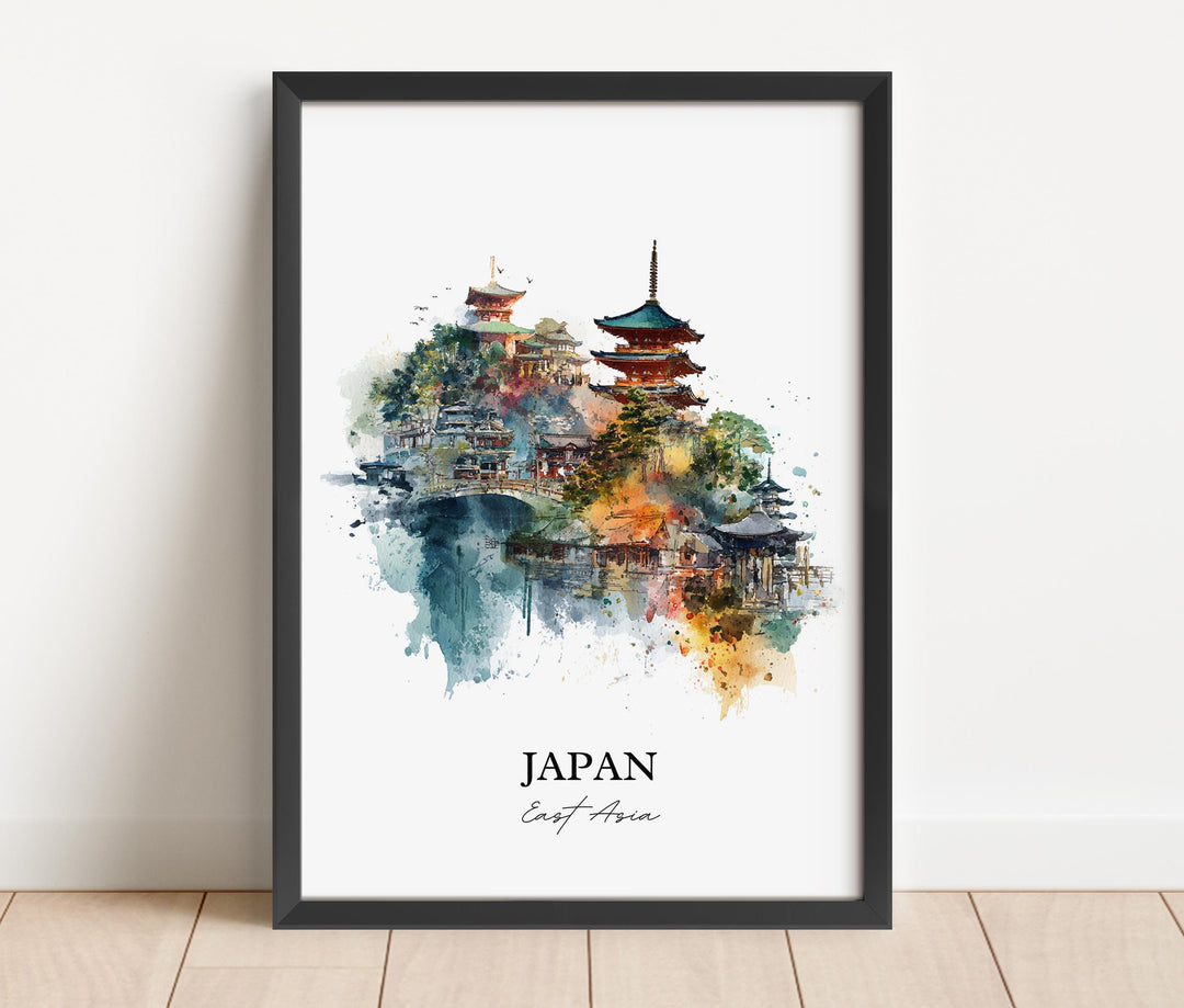 Japan Wall Art, Japan Print, Japan Watercolor Art, Japanese Gift, Travel Print, Travel Poster, Housewarming Gift