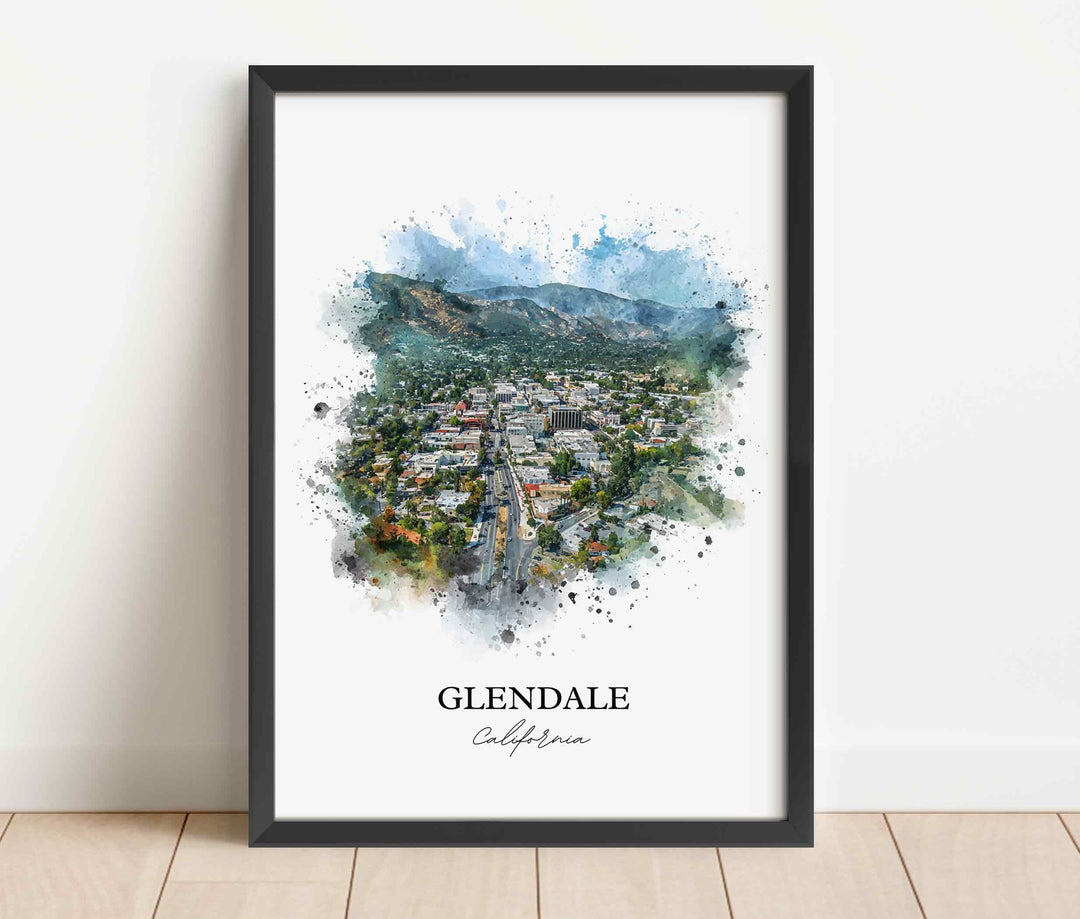 Glendale, California Wall Art, Glendale Print, California Watercolor Art, Los Angeles Gift, Travel Print, Travel Poster, Housewarming Gift