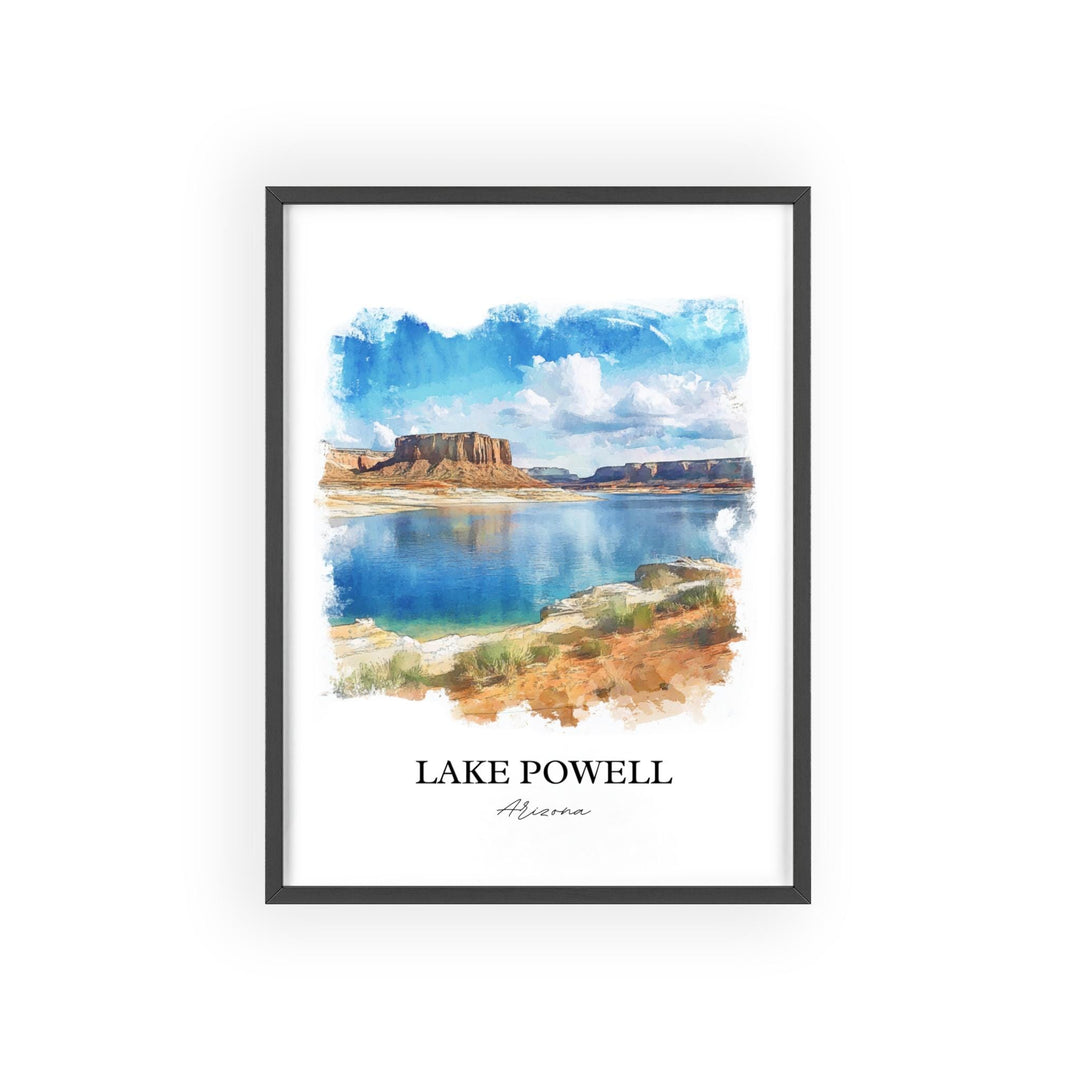 Lake Powell Wall Art, Glen Canyon AZ Print, Arizona Watercolor Art, Lake Powell AZ Gift, Travel Print, Travel Poster, Housewarming Gift