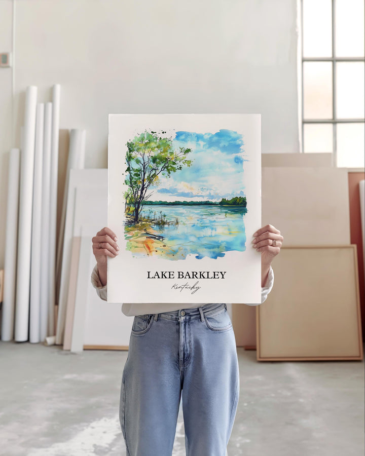 Lake Barkley Wall Art, Livingston County Print, Kentucky Watercolor Art, Lake Barkley Gift, Travel Print, Travel Poster, Housewarming Gift