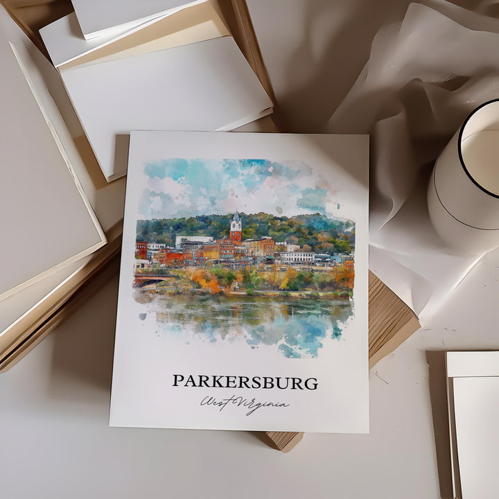 Parkersburg WV Wall Art, Wood County Print, West Virginia Watercolor Art, Parkersburg Gift, Travel Print, Travel Poster, Housewarming Gift