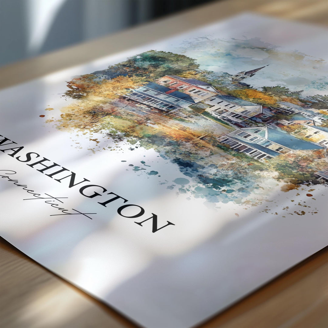 Washington CT Wall Art, Litchfield County Print, Connecticut Watercolor, Washington CT Gift, Travel Print, Travel Poster, Housewarming Gift