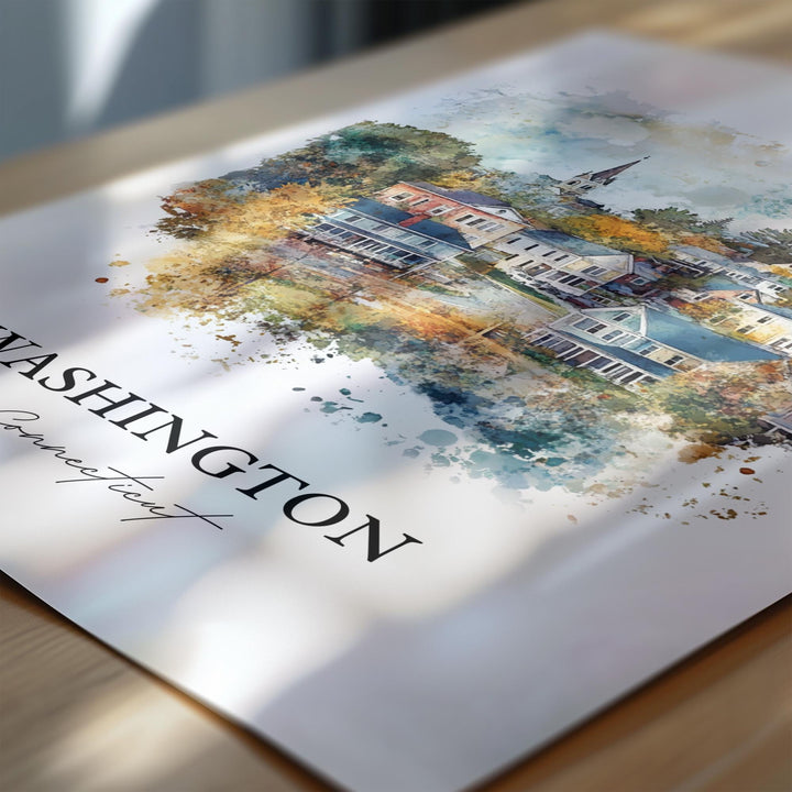 Washington CT Wall Art, Litchfield County Print, Connecticut Watercolor, Washington CT Gift, Travel Print, Travel Poster, Housewarming Gift