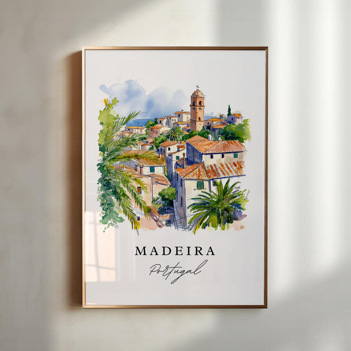 Madeira traditional travel art - Portugal, Madeira print, Wedding gift, Birthday present, Custom Text, Perfect Gift