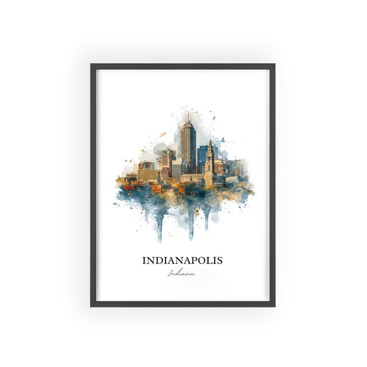 Indianapolis Wall Art, Indianapolis Print, Indy Watercolor Art, Indiana Gift, Travel Print, Travel Poster, Housewarming Gift