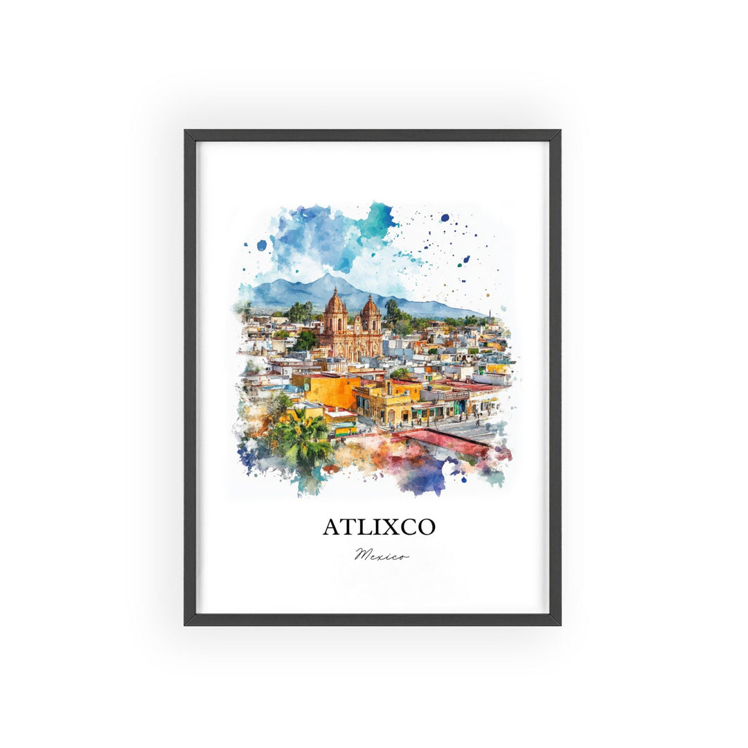Atlixco Mexico Wall Art, Popocatépetl Volcano Print, Mexico Watercolor, Atlixco Mexico Gift, Travel Print, Travel Poster, Housewarming Gift
