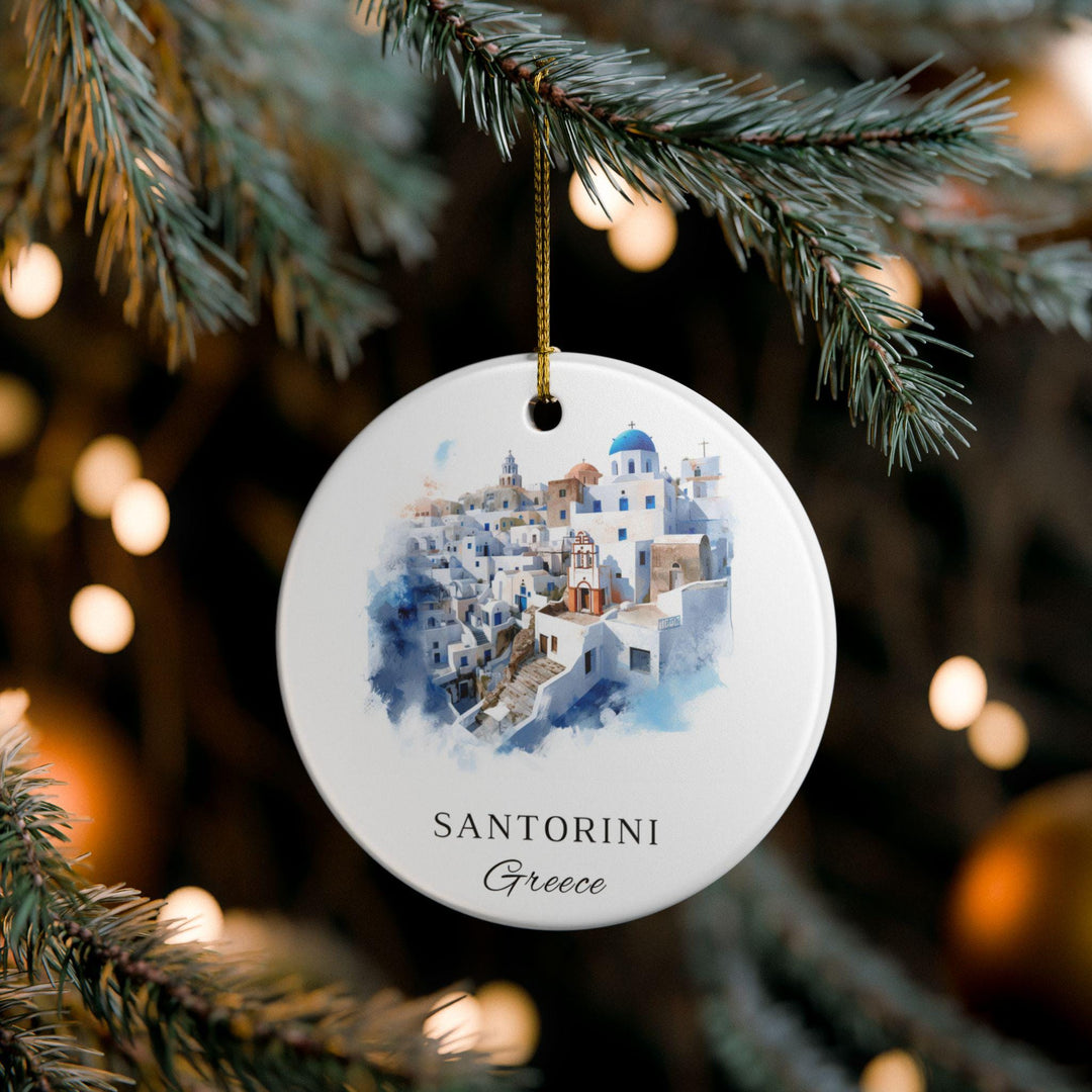 Santorini, Greece Ornament: Unique Santorini Souvenir, Greece Xmas Decor, and Authentic Santorini Gift