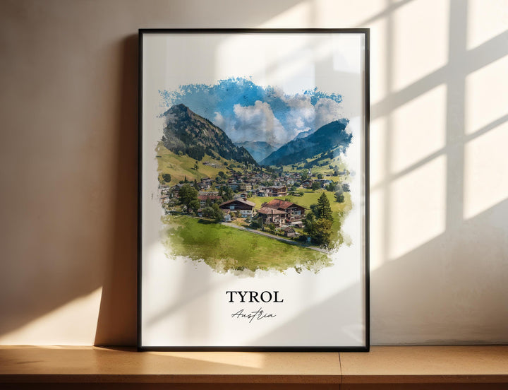 Tyrol Wall Art, Tyrol Austria Print, Austria Watercolor Art, Austria Gift, Tyrol Austria Travel Print, Travel Poster, Housewarming Gift
