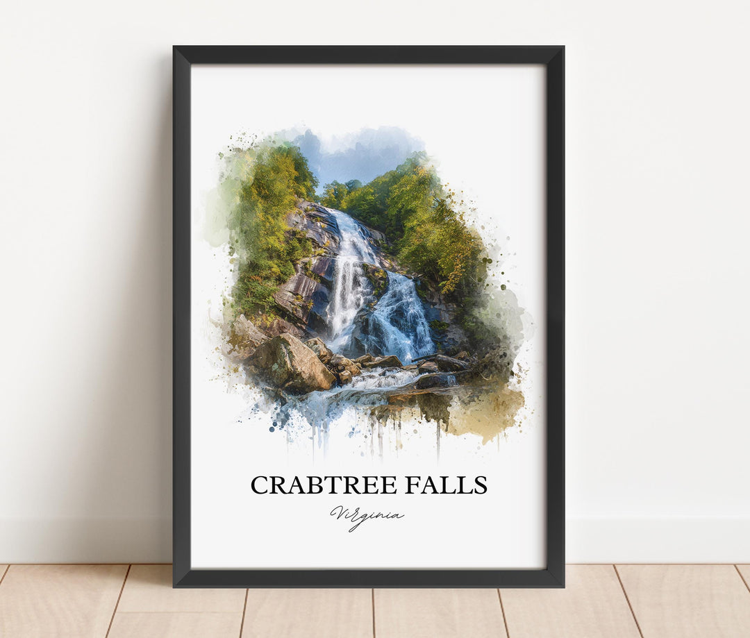 Crabtree Falls Wall Art, Crabtree Falls Print, Virginia Watercolor Art, Crabtree Falls Gift, Travel Print, Travel Poster, Housewarming Gift