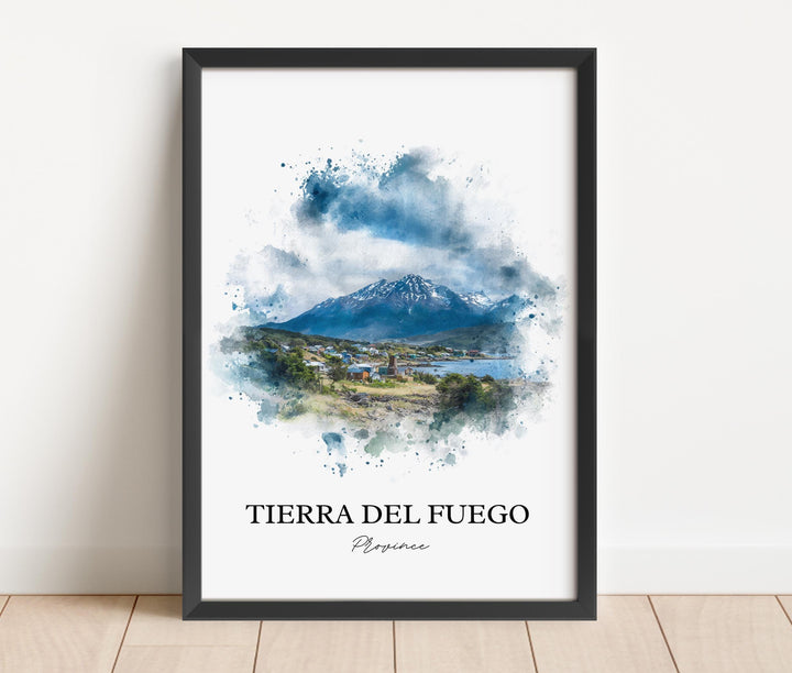 Tierra del Fuego Art, Chile Print, Argentina Watercolor Art, Tierra del Fuego Gift, South America Print, Travel Poster, Housewarming Gift
