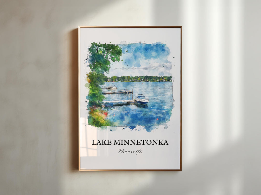 Lake Minnetonka Wall Art, Minneapolis Print, Minnesota Watercolor Art, Lake Minnetonka Gift, Travel Print, Travel Poster, Housewarming Gift