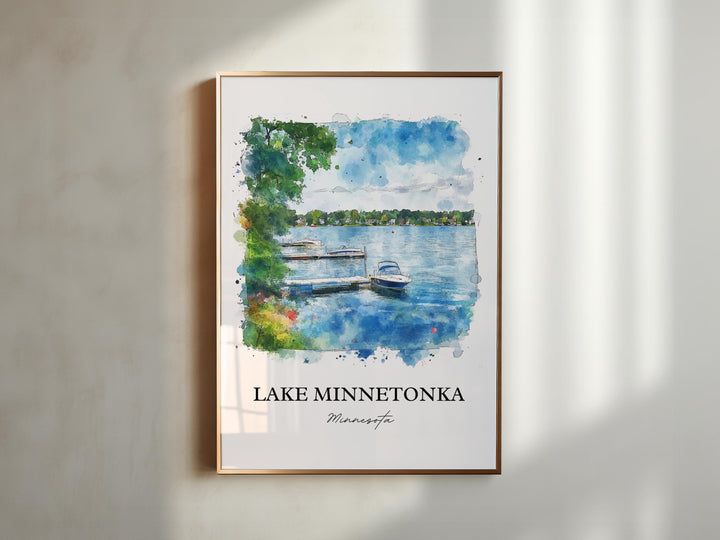 Lake Minnetonka Wall Art, Minneapolis Print, Minnesota Watercolor Art, Lake Minnetonka Gift, Travel Print, Travel Poster, Housewarming Gift